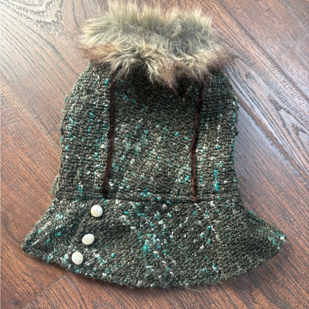 Faux Fur Trimmed Tweed Small Dog Jacket